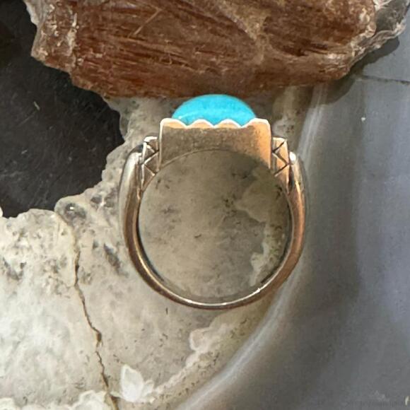 Carolyn Pollack Sterling Silver Rectangle Turquoise Decorated Ring For Women - Picture 8 of 10